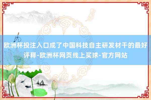 欧洲杯投注入口成了中国科技自主研发材干的最好评释-欧洲杯网页线上买球-官方网站