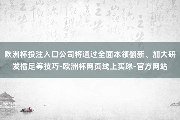 欧洲杯投注入口公司将通过全面本领翻新、加大研发插足等技巧-欧洲杯网页线上买球-官方网站