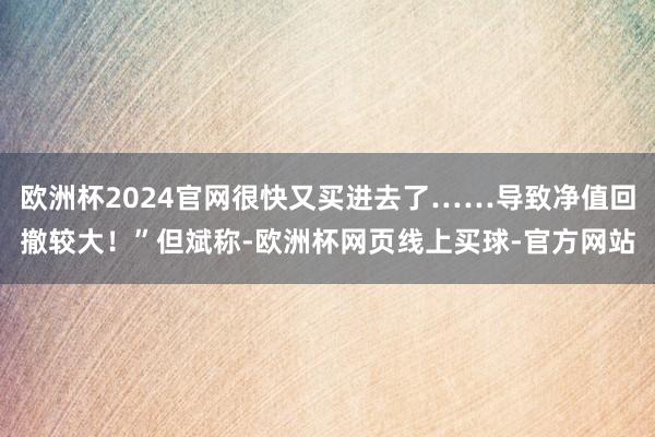 欧洲杯2024官网很快又买进去了……导致净值回撤较大！”但斌称-欧洲杯网页线上买球-官方网站