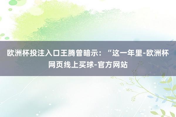 欧洲杯投注入口王腾曾暗示：“这一年里-欧洲杯网页线上买球-官