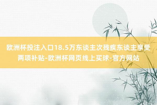 欧洲杯投注入口18.5万东谈主次残疾东谈主享受两项补贴-欧洲杯网页线上买球-官方网站