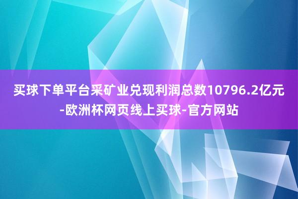 买球下单平台采矿业兑现利润总数10796.2亿元-欧洲杯网页