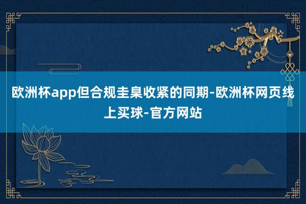 欧洲杯app但合规圭臬收紧的同期-欧洲杯网页线上买球-官方网