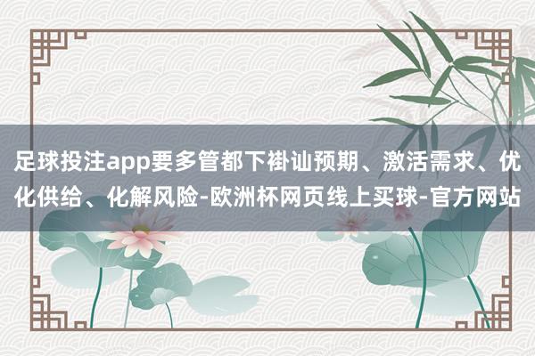 足球投注app要多管都下褂讪预期、激活需求、优化供给、化解风