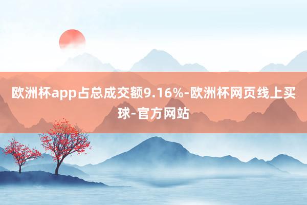 欧洲杯app占总成交额9.16%-欧洲杯网页线上买球-官方网站