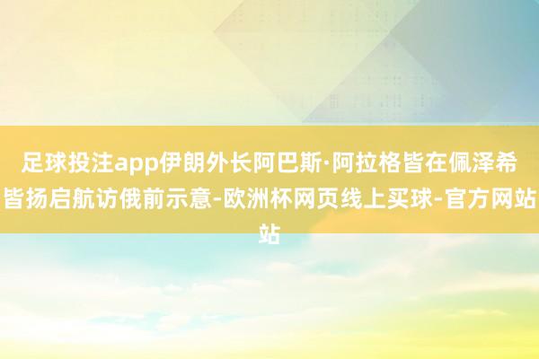 足球投注app伊朗外长阿巴斯·阿拉格皆在佩泽希皆扬启航访俄前
