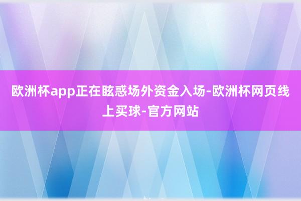 欧洲杯app正在眩惑场外资金入场-欧洲杯网页线上买球-官方网