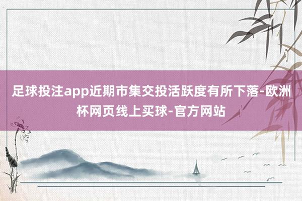 足球投注app近期市集交投活跃度有所下落-欧洲杯网页线上买球-官方网站